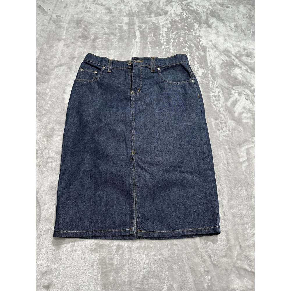 Hydraulic Denim Skirt Women's Size 7/8 Blue Vintage Zip Up Front 5 Pocket EUC